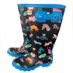 Hunter Sea Monster Blue Rainboots Size 5B/6G